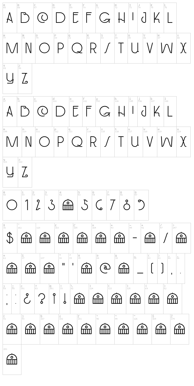 DK Paviljoen font map